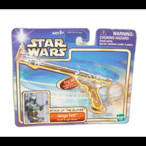 Star Wars 2002 Attack of The Clones Jango Fett Sound & Light Blaster Keychain
